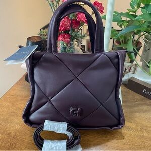 Cole Haan Quilted Leather-zippered crossbody tote  Handbag - Purple